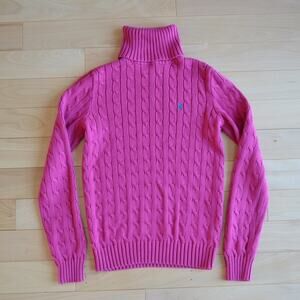 Ralph Lauren Pink Cable Knit Turtleneck Sweater